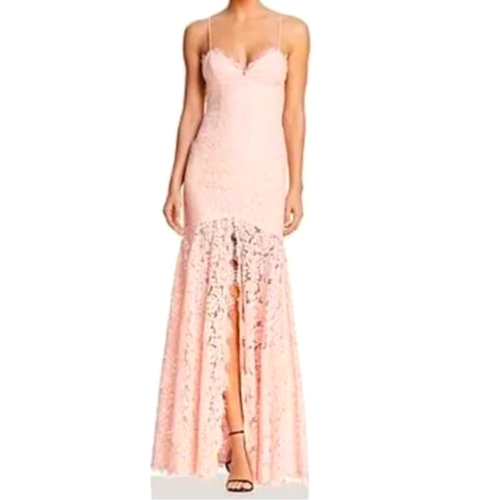 Fame and Partners baby pink lace gown. Never been worn. NWOT.